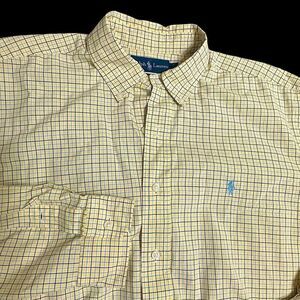 Ralph Lauren Pale Yellow Checked long sleeve classic fit shirt size Large